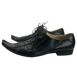 Aketohn Shoes Womens Size 39 Black Leather Witchy Upturned Point Toe Italy Goth
